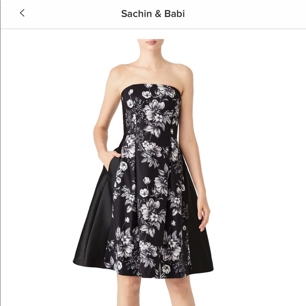 Sachin + Babi Black and White Strapless Dress